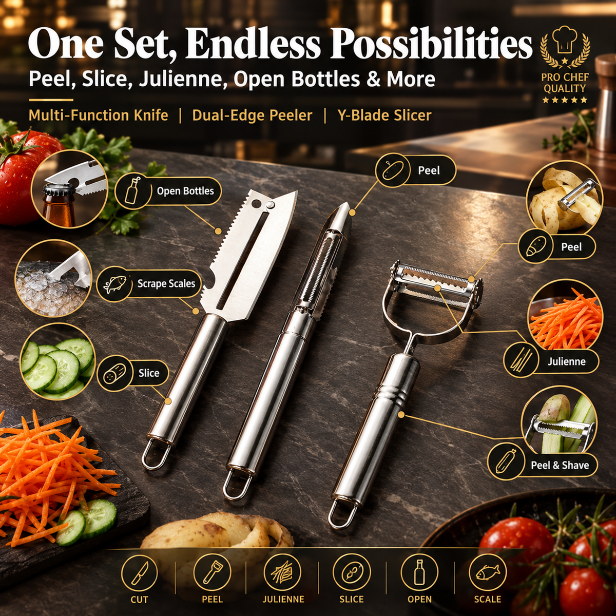 💥50% OFF 🔪Medical-grade stainless steel slicer set (3 pieces)