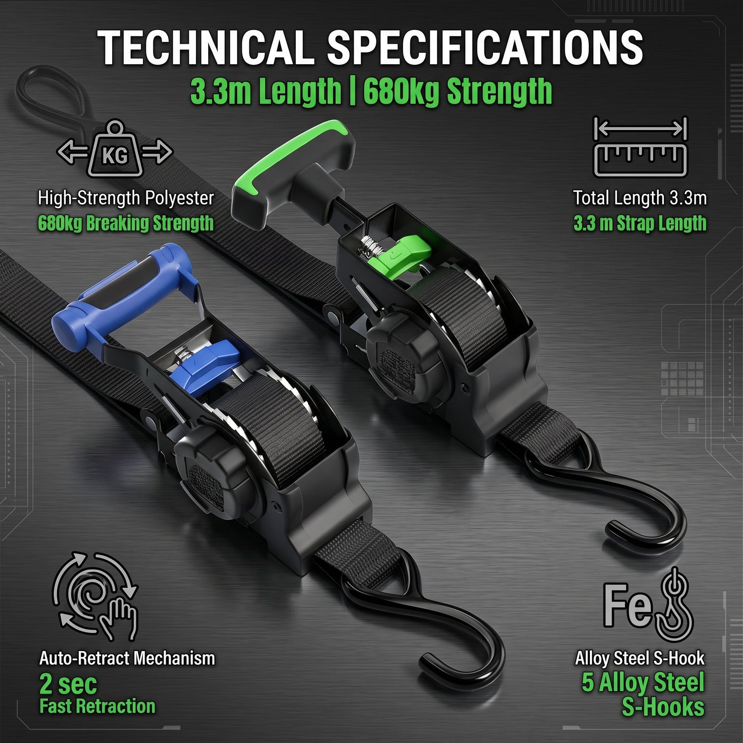 🎁Free shipping, 50% off💥Heavy-duty telescopic ratchet straps