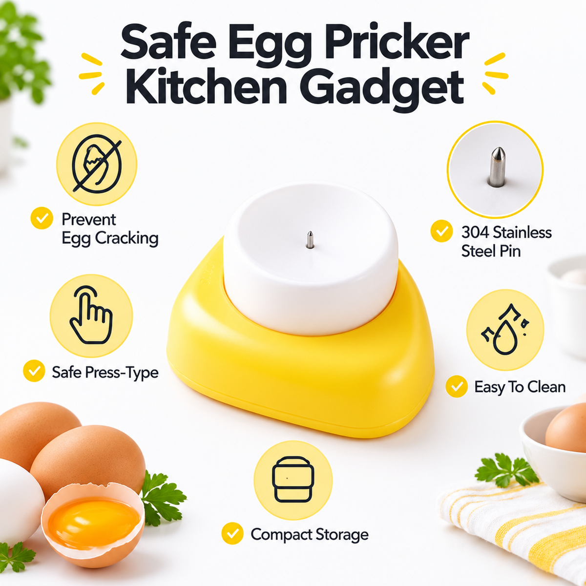 💥Buy One, Get One Free🥚 Egg Piercer – Easier Peeling & Cleaner Boiling
