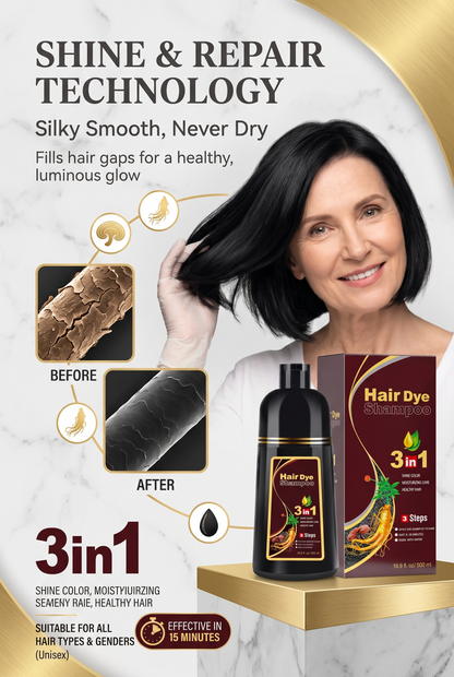 ⭐50% OFF|Black Hair Dye Shampoo for Gray Hairrestore hair vitality, herbal essence, hot sale now!