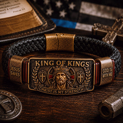 ✝️ King of Kings Faith Bracelet – Adjustable  Wristband Gift🔥