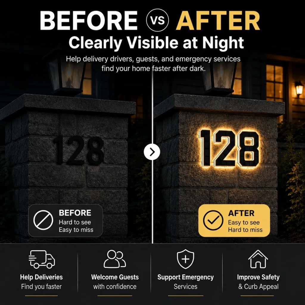 🔥Solar Lighted House Numbers | Wire-Free & Waterproof