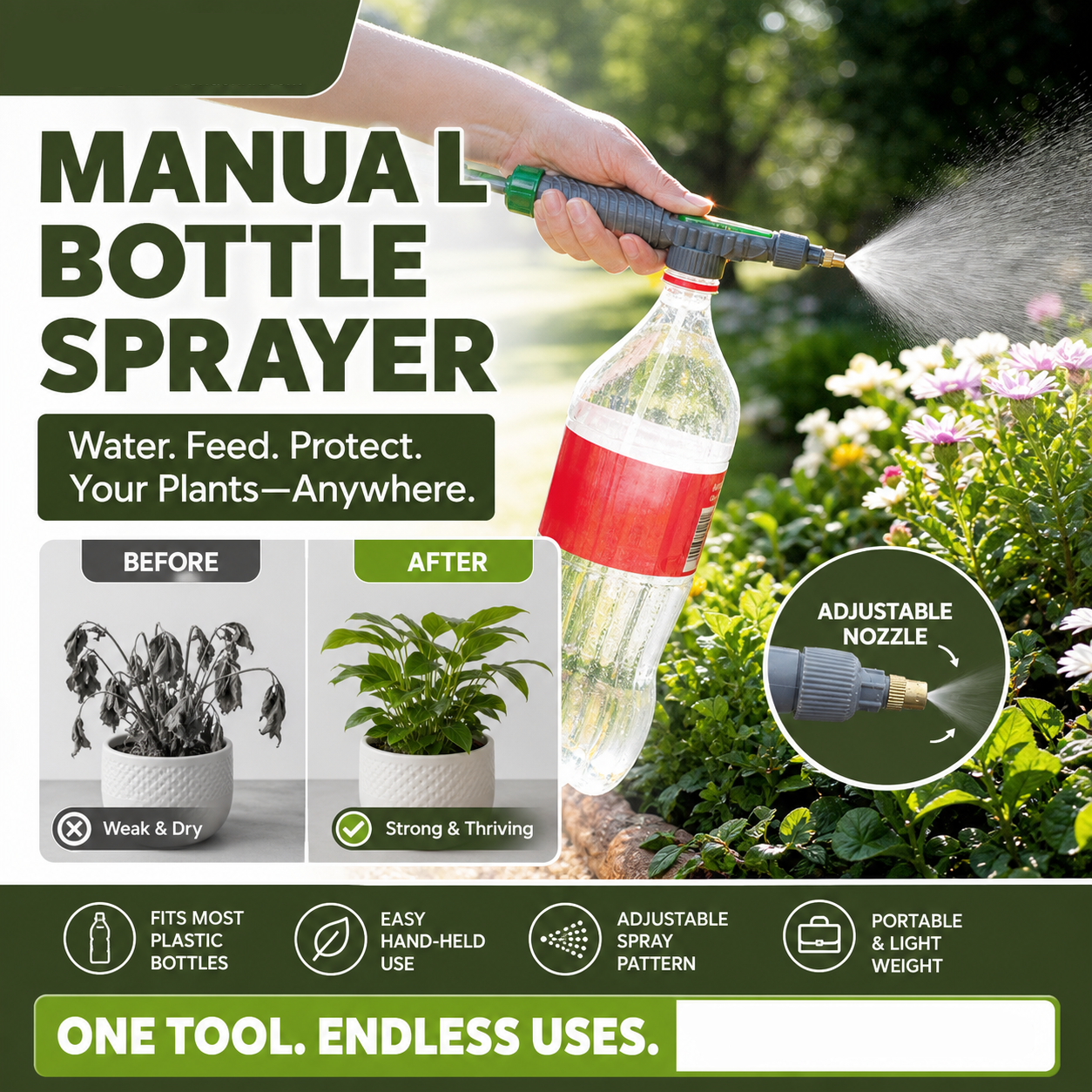 🌿Enjoy 50% off now! Buy one get one free！Manual beverage bottle sprayer with adjustable nozzle
