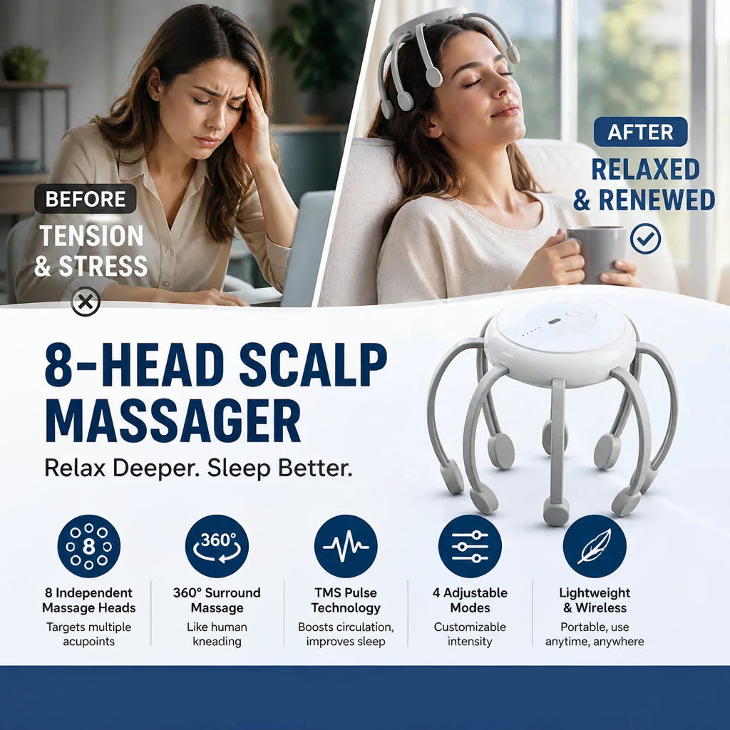 🐙Free Delivery💆‍♂️ Intelligent Octopus Head Massager🔋
