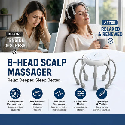 🐙Free Delivery💆‍♂️ Intelligent Octopus Head Massager🔋