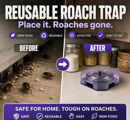 🏆 Last Day Special Price £6.99🔥Reusable Effective Roach Trap， Non-Toxic Sticky Cockroach Catcher for Kitchen Home Indoor Pest Control