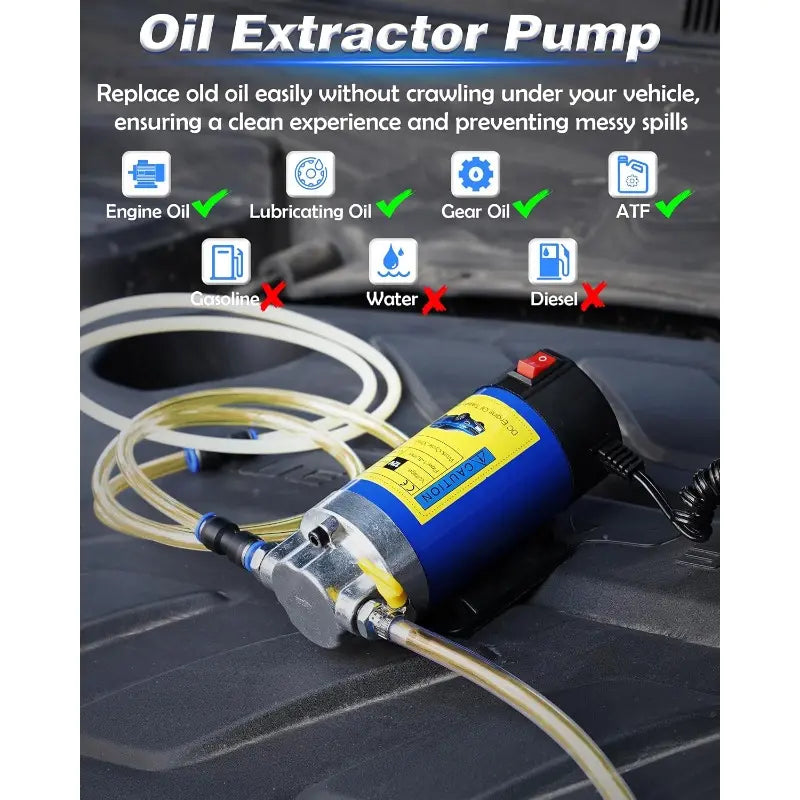 ⚡12V 100W Self-Priming Electric Oil Pump｜30 Min Continuous Work, Efficient Fluid Transfer Tool for Engine Oil, Gear & Transmission Fluid Removal, Car Oil Change Upgrade Tool