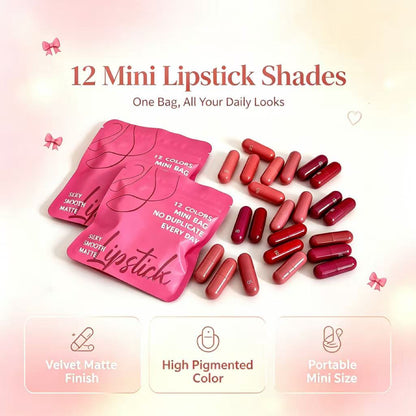 🔥Limited-time 50% off🔥12-color mini capsule lipstick set, create a variety of makeup looks
