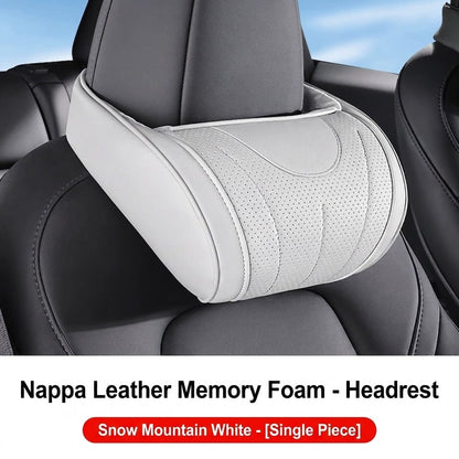 🔥50% OFF🎉Luxury Nappa Leather Car Neck Pillow – Premium Comfort & Support