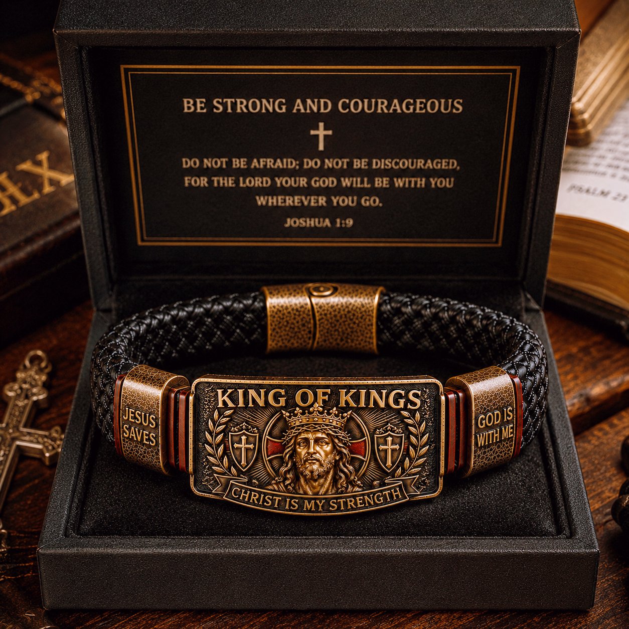 ✝️ King of Kings Faith Bracelet – Adjustable  Wristband Gift🔥