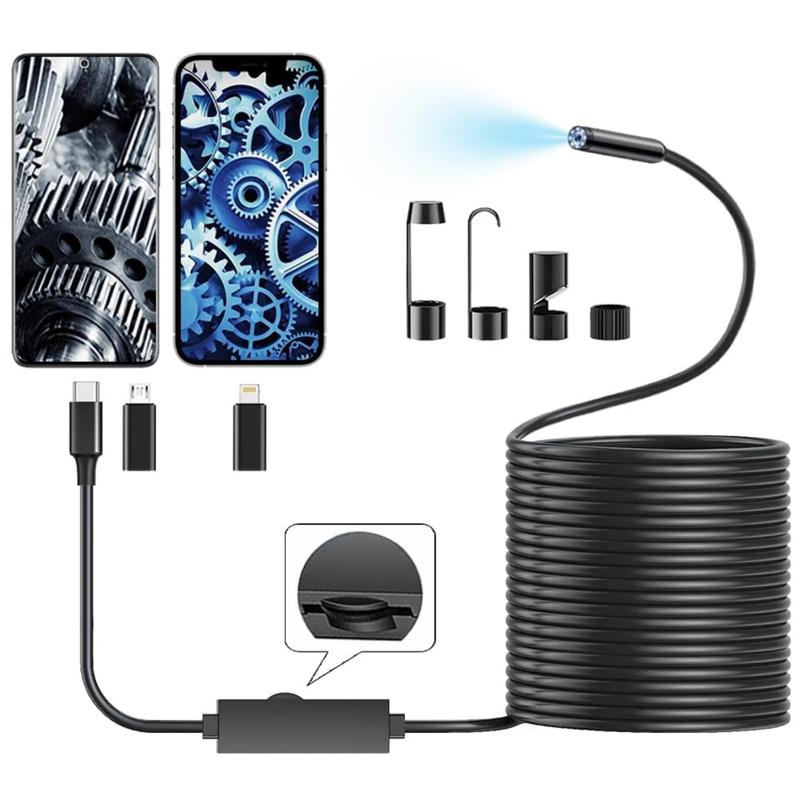 🏆LAST DAY SALE🎁✨TechView™🇬🇧HD Endoscope Camera for iPhone & Android – 1920P Inspection Scope with 8 Adjustable LED Lights 🔍📱