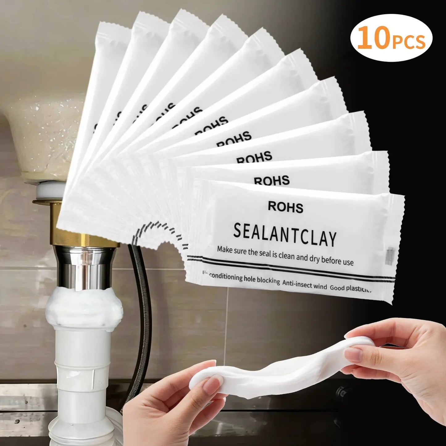 🔥10Pcs Professional Sealant Clay - Waterproof & Anti-Insect Wall Hole Filler Mud