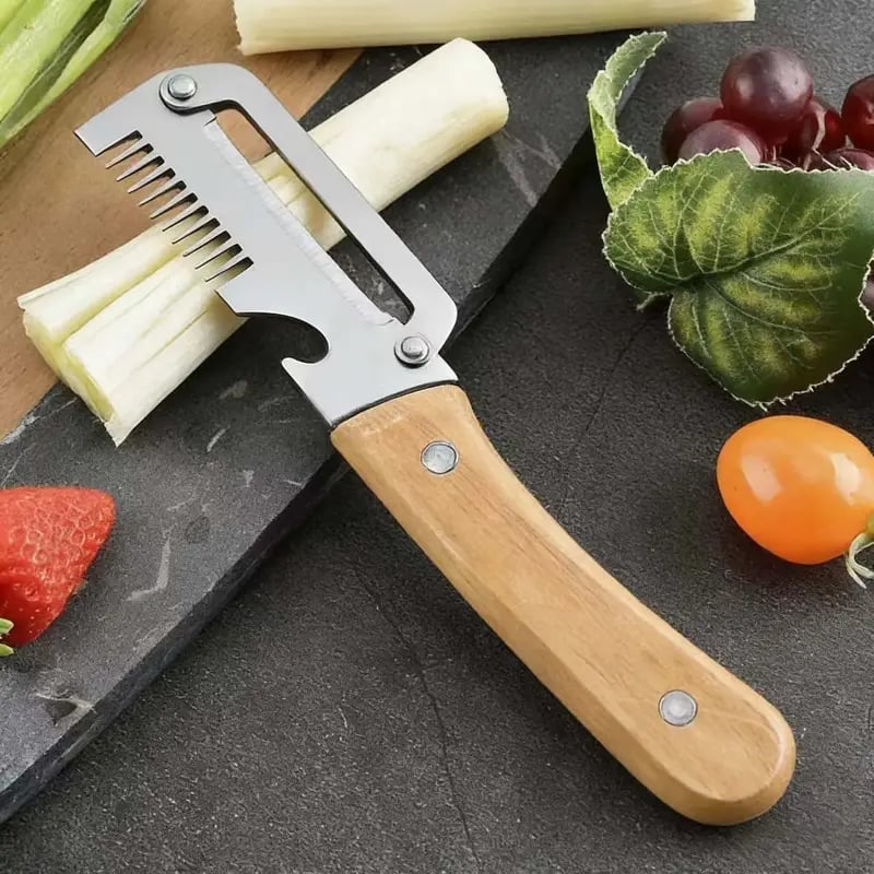 ✨Discounted Price ✨Multi-Functional Vegetable Peeler for Kitchen, Ultra-Sharp Stainless Steel Blade with Wooden Handle and Bottle Opener (2 Pcs)