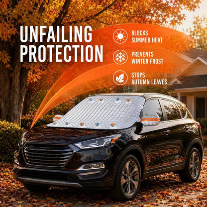❄️ Thick Quilted Windshield Snow Cover | All Season Waterproof Sun Ice Shield, Mirror Sleeves & Windproof Suction Cups, No More Morning Ice Scraping