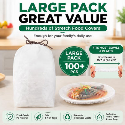 📢Buy one get one free✨100 disposable elastic food lids, suitable for bowls and plates, flexible bowl lids