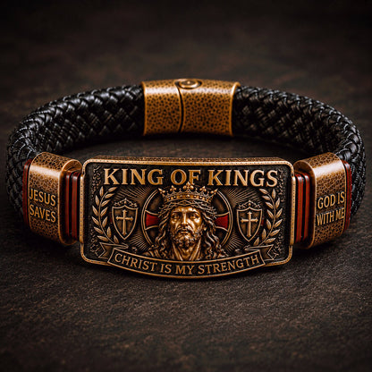 ✝️ King of Kings Faith Bracelet – Adjustable  Wristband Gift🔥