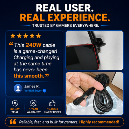 ⚡️Special Offer-240W fast charging cable with built-in 90° stand