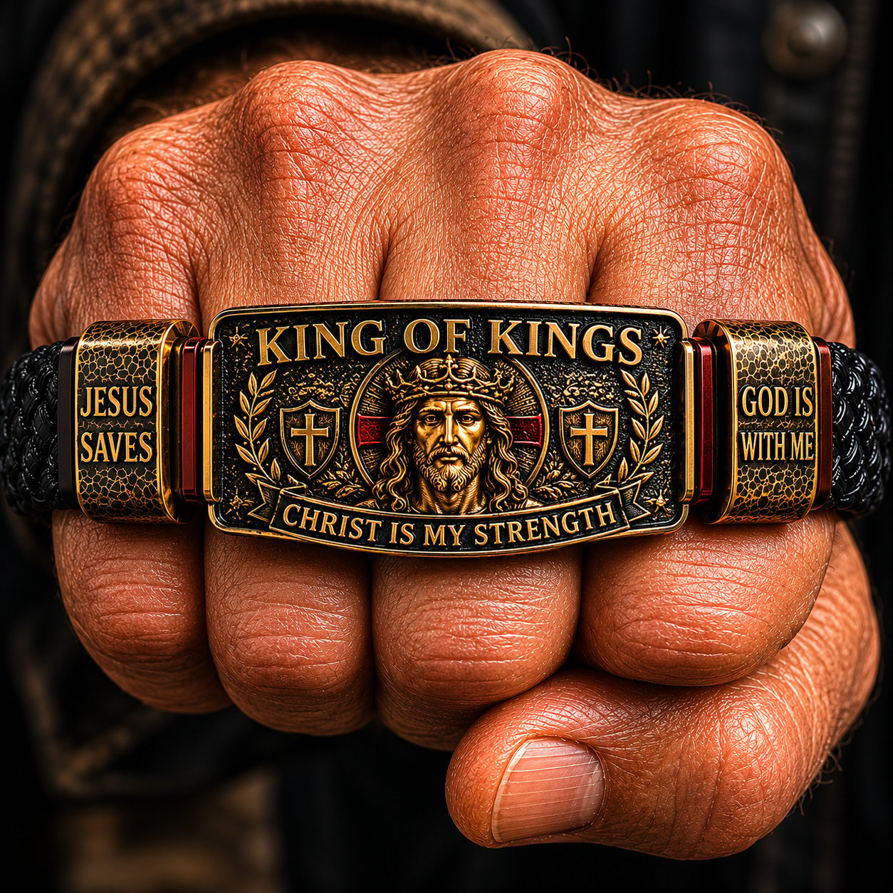 ✝️ King of Kings Faith Bracelet – Adjustable  Wristband Gift🔥