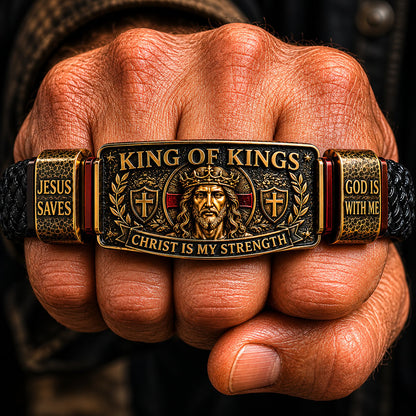 ✝️ King of Kings Faith Bracelet – Adjustable  Wristband Gift🔥