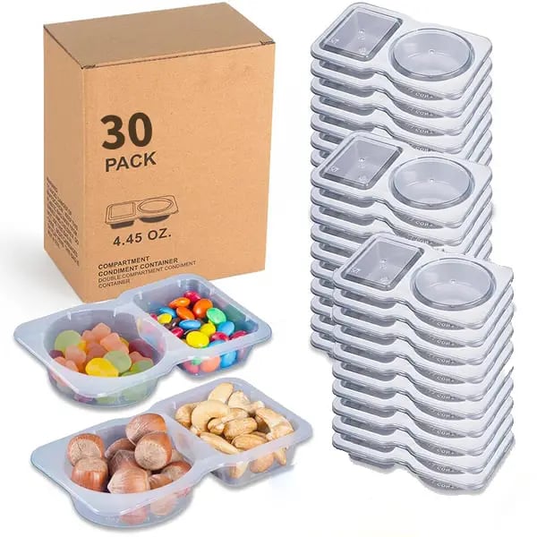 💥BUY 25 GET 25 FREE💥🥐Double Compartment Snack Containers With Lids