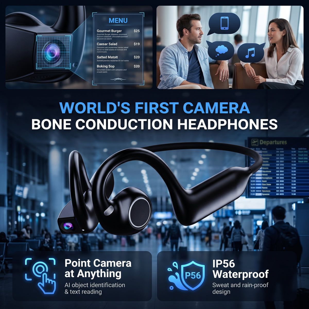🔥50%OFF🔥Smart Camera Earphone Al Translator Wearable Headset