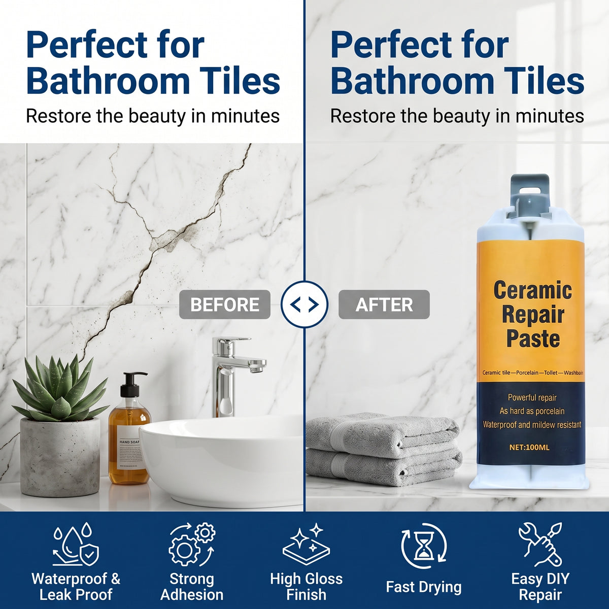 💕Buy 1 Get 1 Free🏠🛠Twin-Tube Ceramic Tile Repair Paste