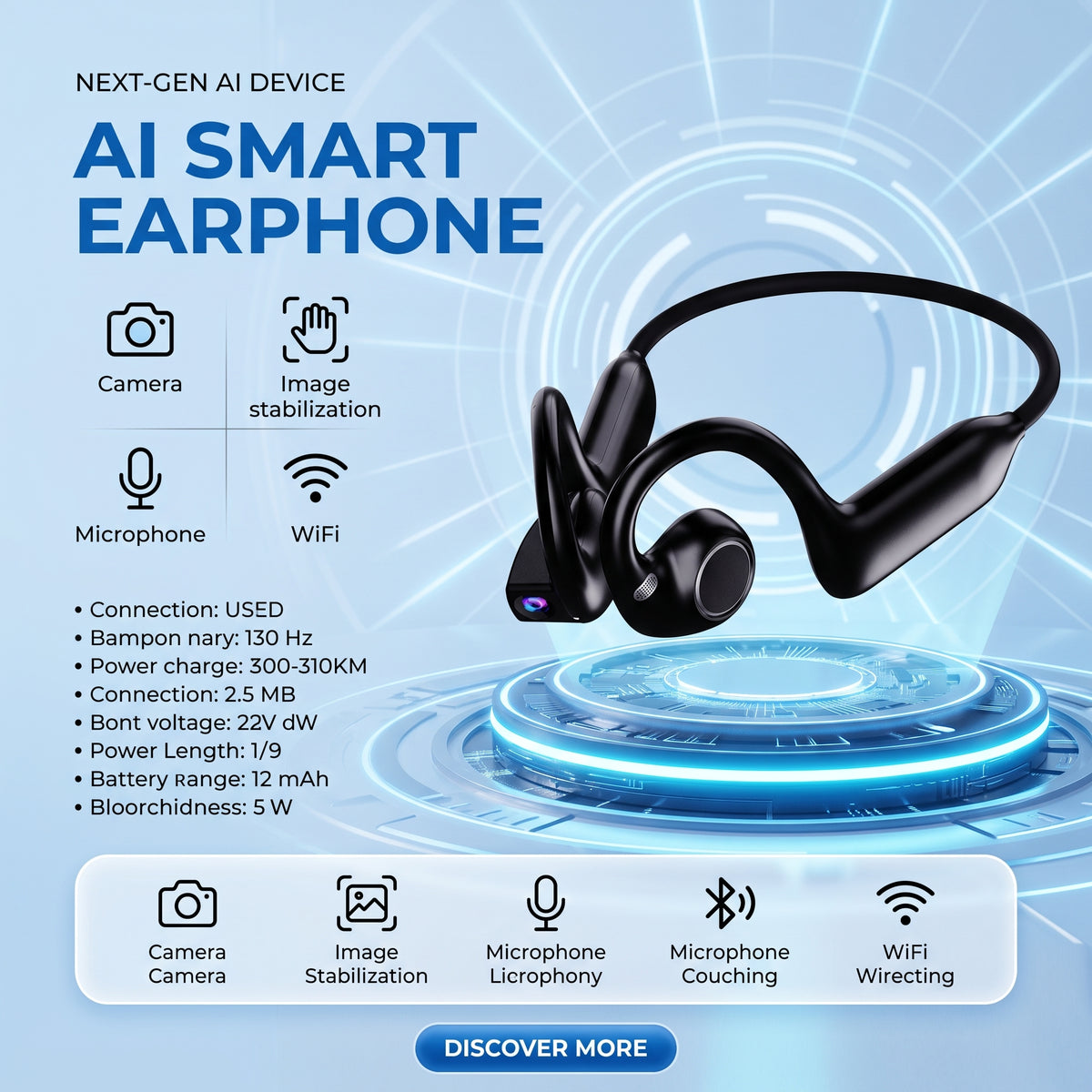 🔥50%OFF🔥Smart Camera Earphone Al Translator Wearable Headset
