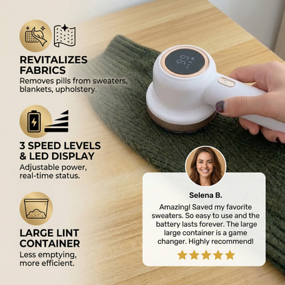 🔥50% off electric hair remover with LED display – rechargeable fabric shaver, 3 speed settings, large-capacity lint box