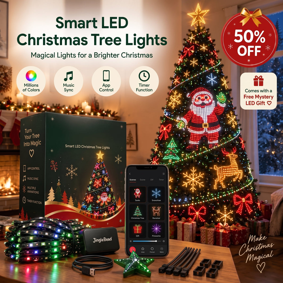 🎄✨ Glow Tree Smart Christmas Tree LED Lights — Light Up Your Christmas Magic! 🎅💫