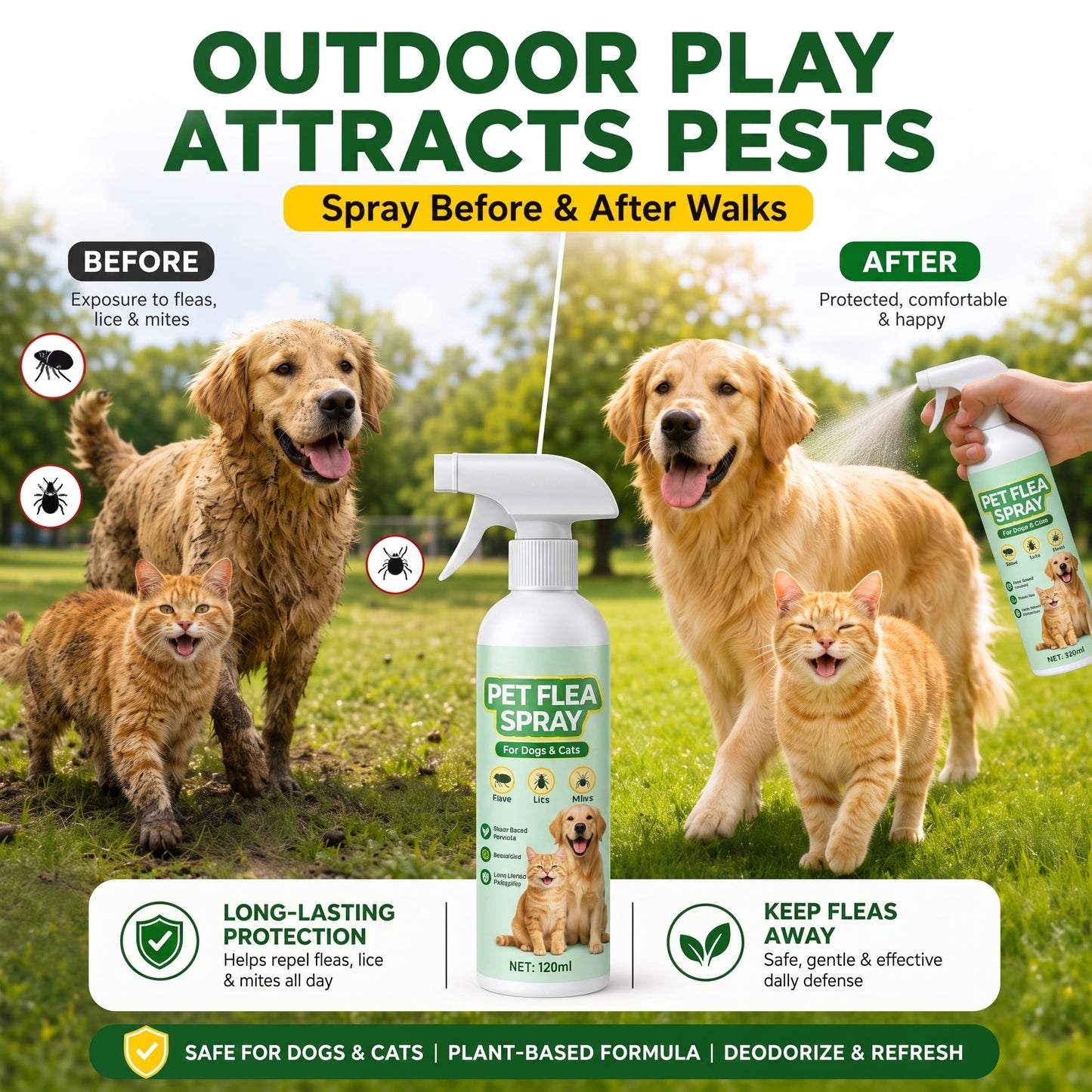 🥳2026 TOP PICK🥳 Pet Flea Spray – Plant-Based, Gentle Yet Effective🛡️💨
