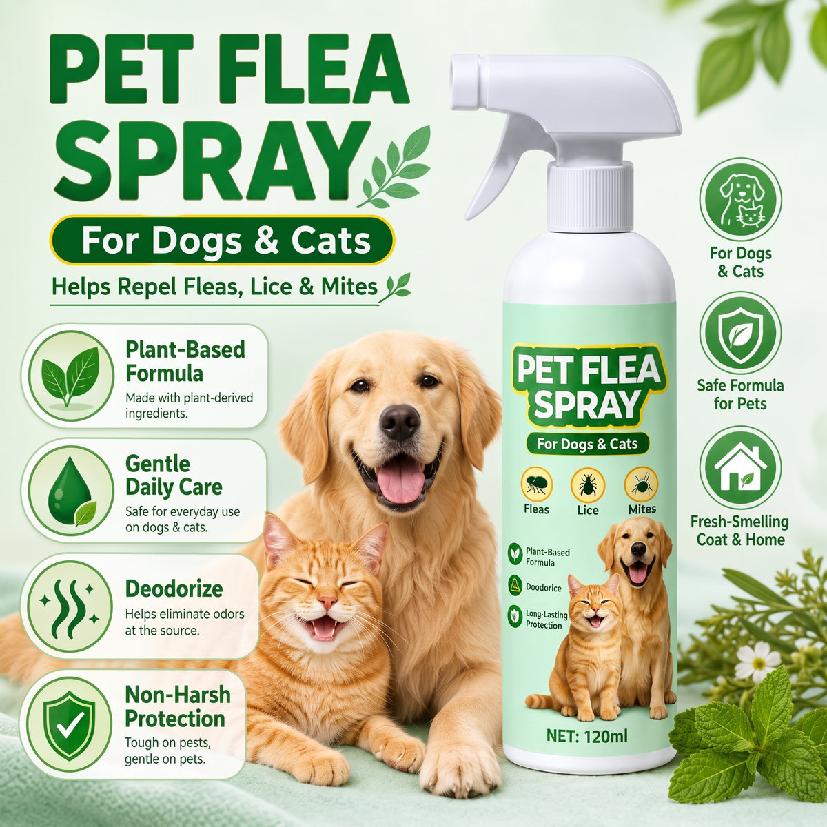 🥳2026 TOP PICK🥳 Pet Flea Spray – Plant-Based, Gentle Yet Effective🛡️💨