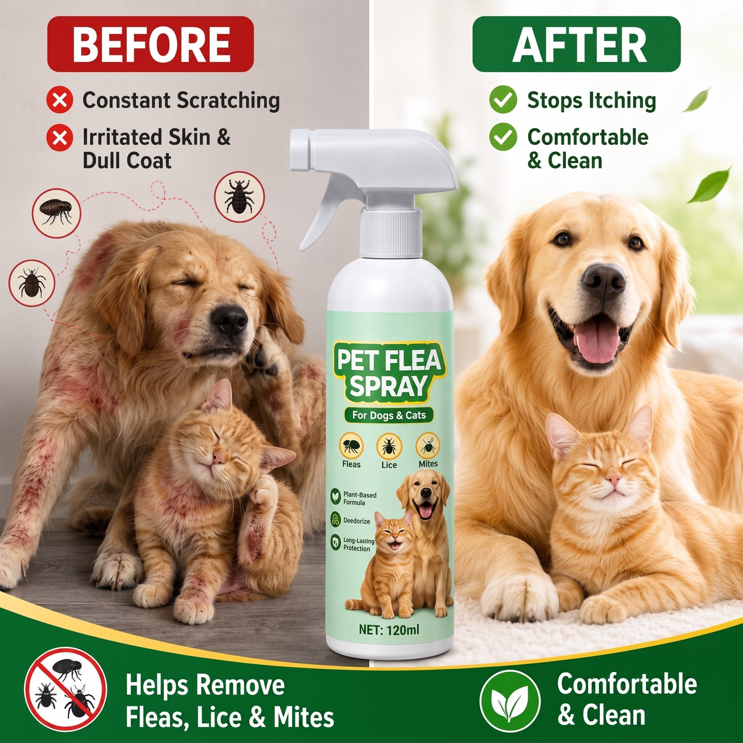 🥳2026 TOP PICK🥳 Pet Flea Spray – Plant-Based, Gentle Yet Effective🛡️💨
