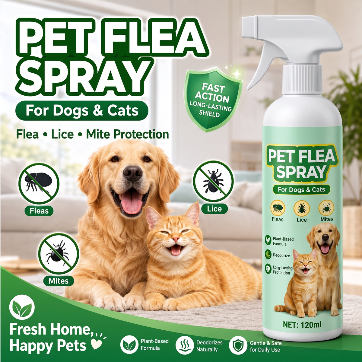 🥳2026 TOP PICK🥳 Pet Flea Spray – Plant-Based, Gentle Yet Effective🛡️💨