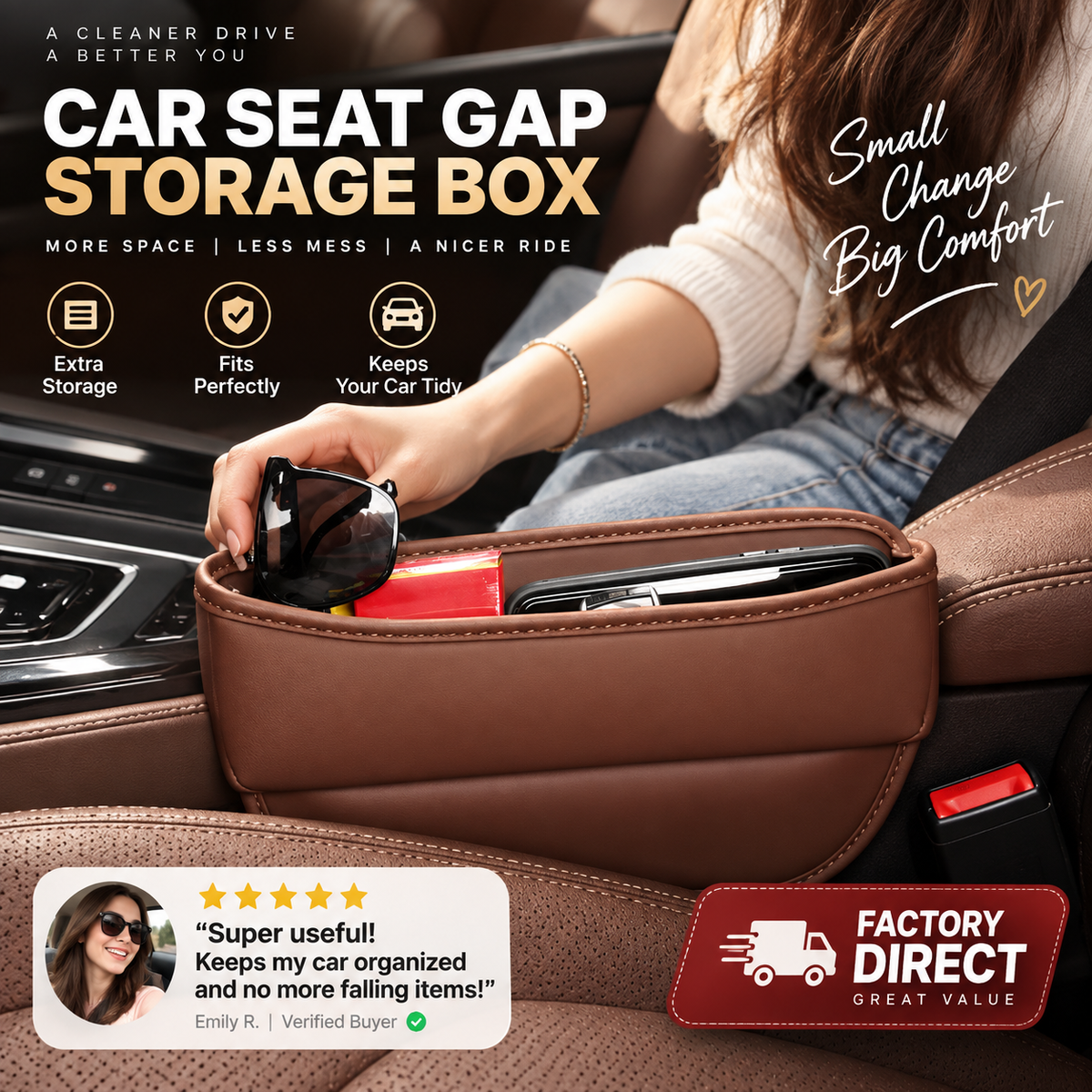 Car Seat Crevice Storage Box, Multifunctional Seat Crevice Storage Box, In-Car Seat and Center Console Storage Strip