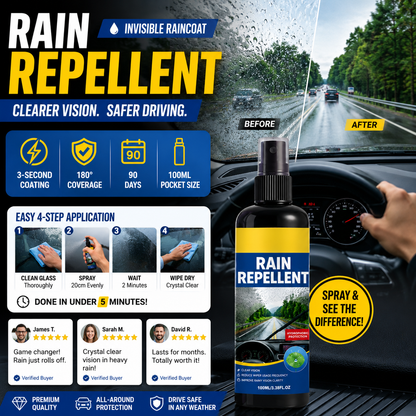 🚗Crystal Clear Windshield Rain Repellent Spray