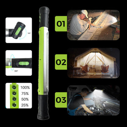🛠️⚡ Rechargeable LED Work Light with Hook – 50% OFF! 3 modes, dual 2600mAh batteries, 3+ hours runtime – tough & portable.