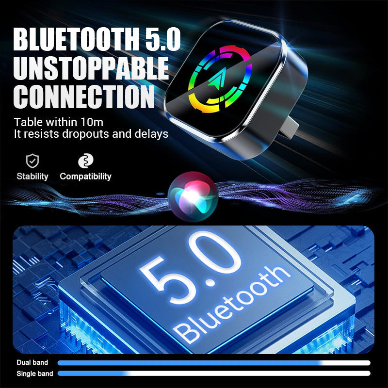 📱60% OFF NOW! 🔥【Plug and Play! Wireless Connection 🔥 2-in-1 Wireless Adapter - iPhone & Android Auto, turn your car into a smart cinema in seconds】