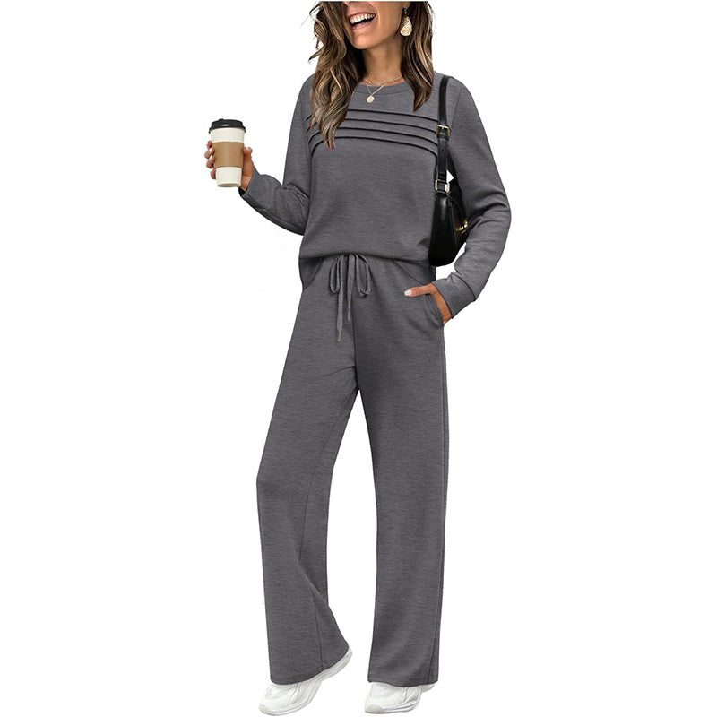 🔥LAST DAY SALE 50% OFF👍✨Women's 2026 UK Casual Crew Neck Top & Drawstring Pants Set