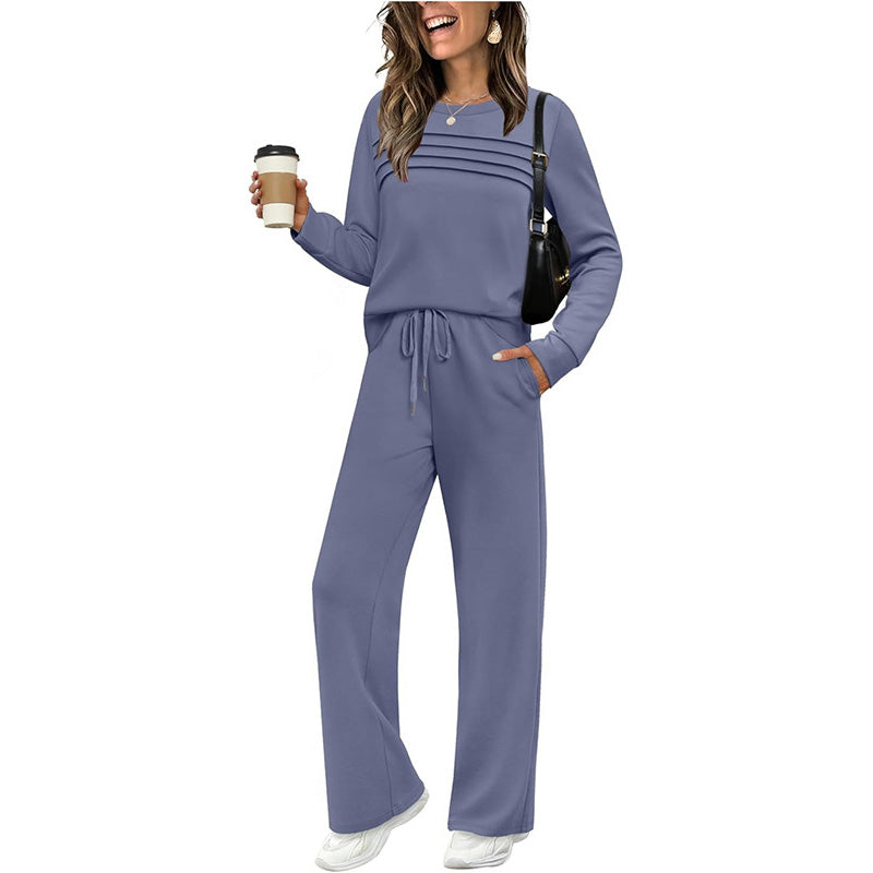 🔥LAST DAY SALE 50% OFF👍✨Women's 2026 UK Casual Crew Neck Top & Drawstring Pants Set