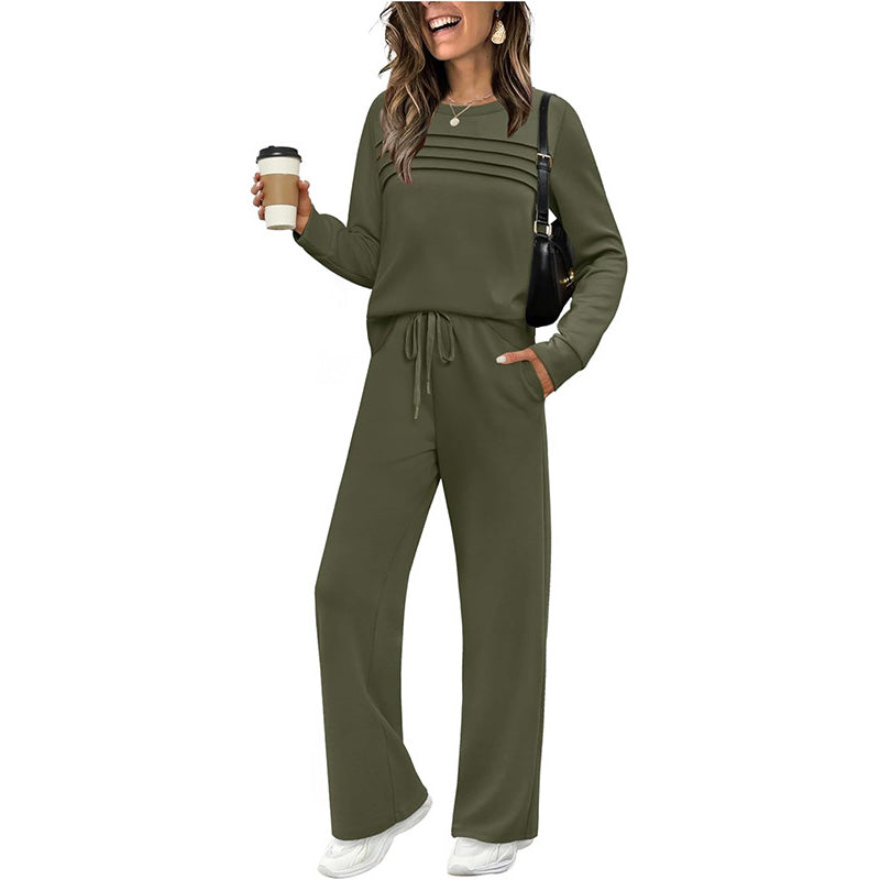🔥LAST DAY SALE 50% OFF👍✨Women's 2026 UK Casual Crew Neck Top & Drawstring Pants Set