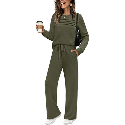 🔥LAST DAY SALE 50% OFF👍✨Women's 2026 UK Casual Crew Neck Top & Drawstring Pants Set