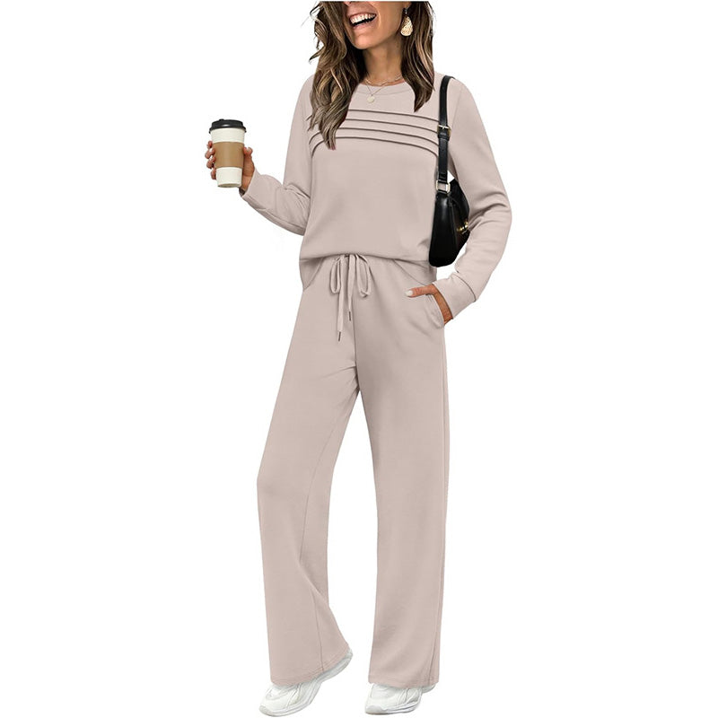 🔥LAST DAY SALE 50% OFF👍✨Women's 2026 UK Casual Crew Neck Top & Drawstring Pants Set