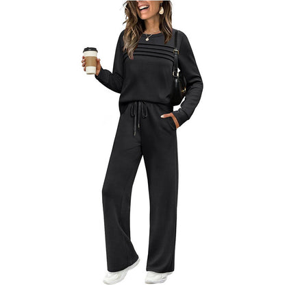 🔥LAST DAY SALE 50% OFF👍✨Women's 2026 UK Casual Crew Neck Top & Drawstring Pants Set