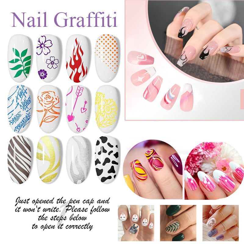 🎁 50% OFF ⏳ 12 Colors Nail Art Pens Set – Create Beautiful & Precise Designs ✨