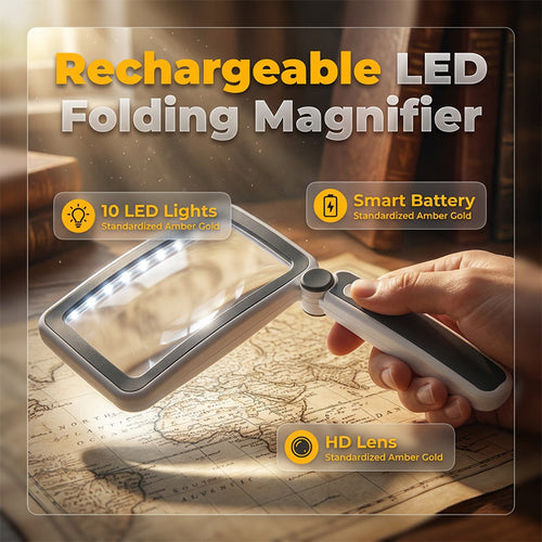 Pocket LED Magnifying Glass Folding Portable Lighted Magnifier for Reading Small Print Elderly