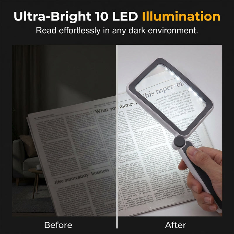 Pocket LED Magnifying Glass Folding Portable Lighted Magnifier for Reading Small Print Elderly