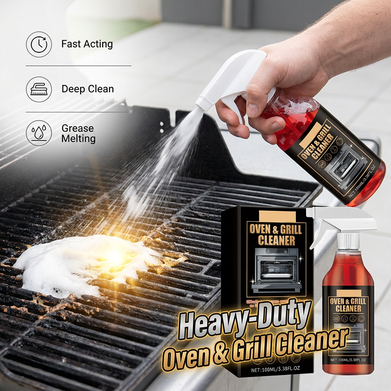 Fast-acting, highly effective grill degreasing spray