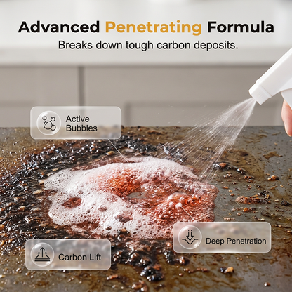 Fast-acting, highly effective grill degreasing spray