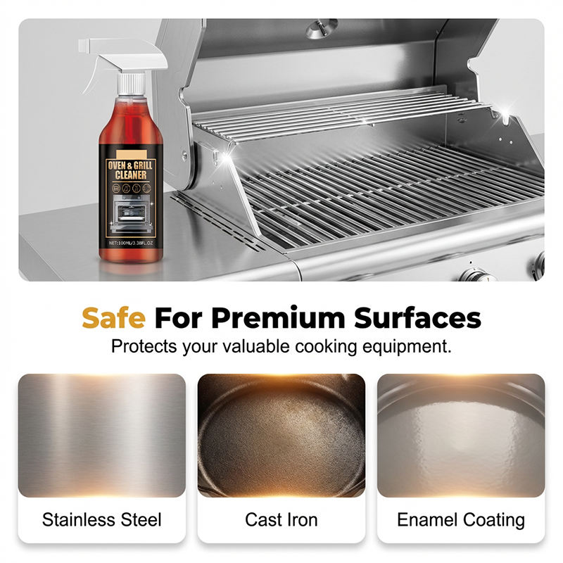 Fast-acting, highly effective grill degreasing spray