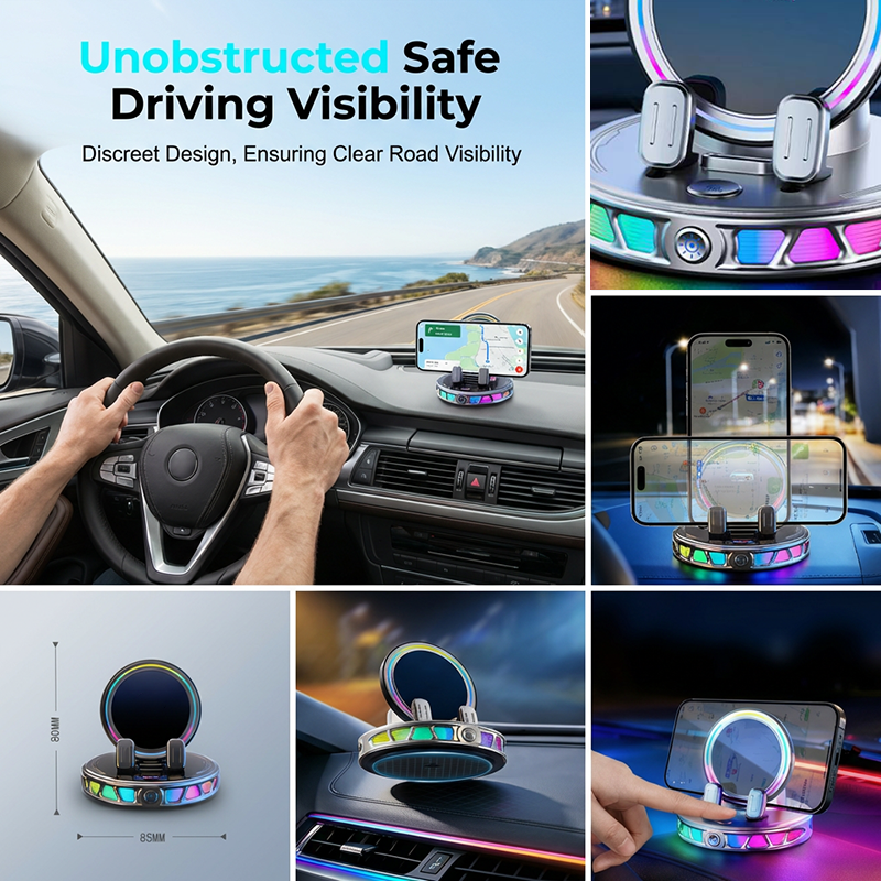 🎁2026 New Arrivals 50% OFF💥RGB Electric Car Phone Mount with Wireless Charging – Auto-Clamping & 15W Fast Charge ⚡